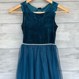 Elegant Teal Velvet Dress
